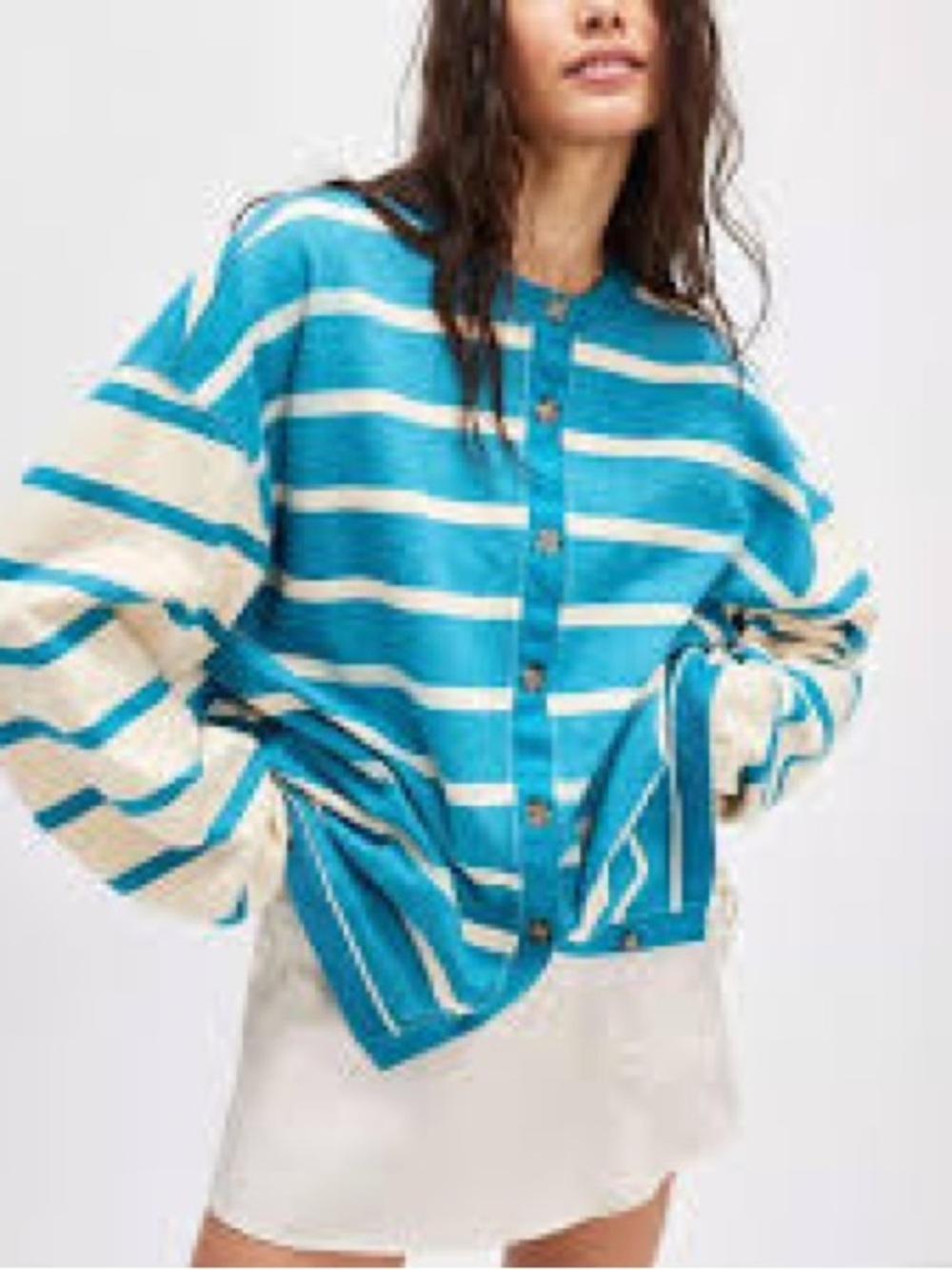 FREE PEOPLE STRIPED COTTON CARDIGAN LARGE
